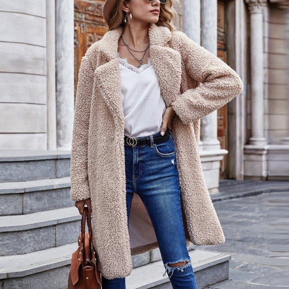 Jackets & Blazers - PLUS cream open front trench pea coat long fall